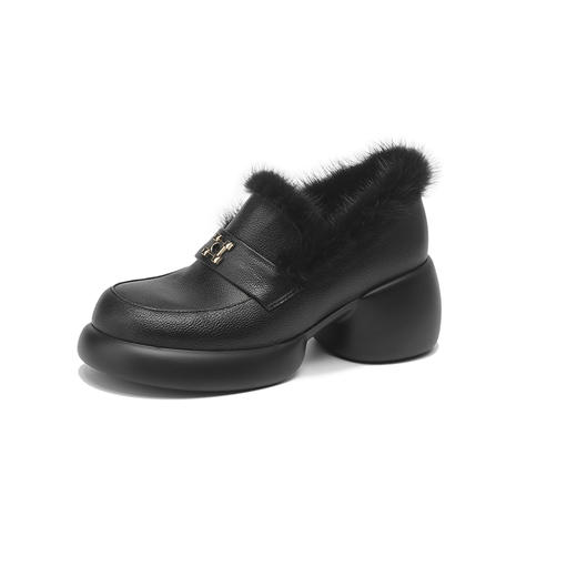 时尚保暖，头层羊皮厚底增高单鞋SF-1383 商品图13