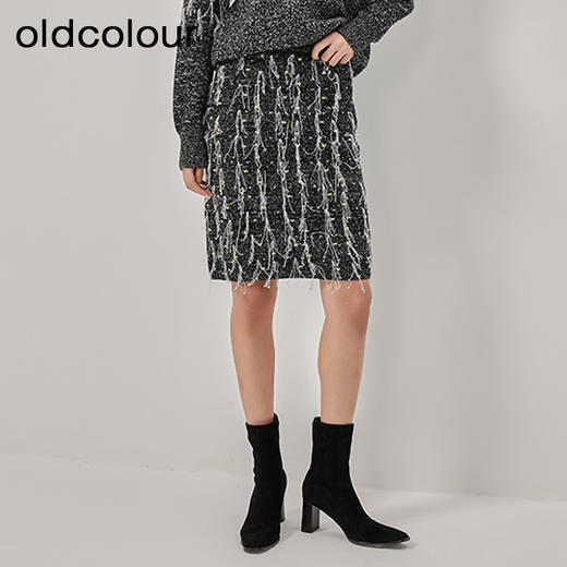 oldcolour冬季新款设计感时尚高腰显瘦遮胯短款半身裙女O44064405 商品图2