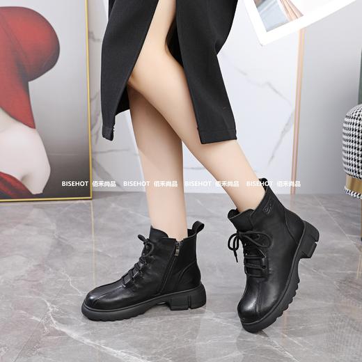 新品女士牛皮加绒软底软面女矮靴803B35517（W） 商品图6