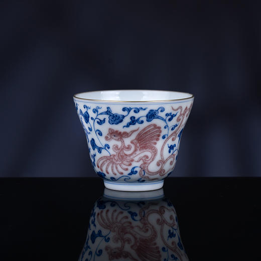 青花釉里红描金缠枝龙凤纹束腰杯 商品图1