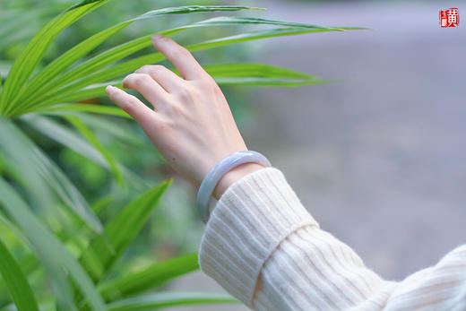 天然翡翠A货 春带彩手镯  圈口：57mm 商品图1