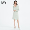 IWY/绿色西装连衣裙女秋气质干练职场职业裙装设计感V领Q13303 商品缩略图1