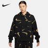 Nike/耐克女子冬季新款满印logo宽松加绒连帽卫衣套头衫FB8744-010 商品缩略图0