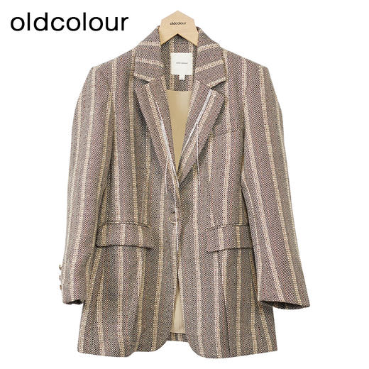 oldcolour复古西装外套冬季新款条纹直筒廓形气质上衣女O44048451 商品图0