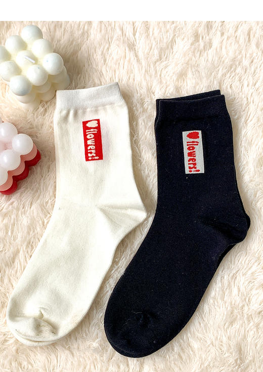 23秋冬新品女士棉质透气加密编织潮流图案提花中长邦女袜 商品图4