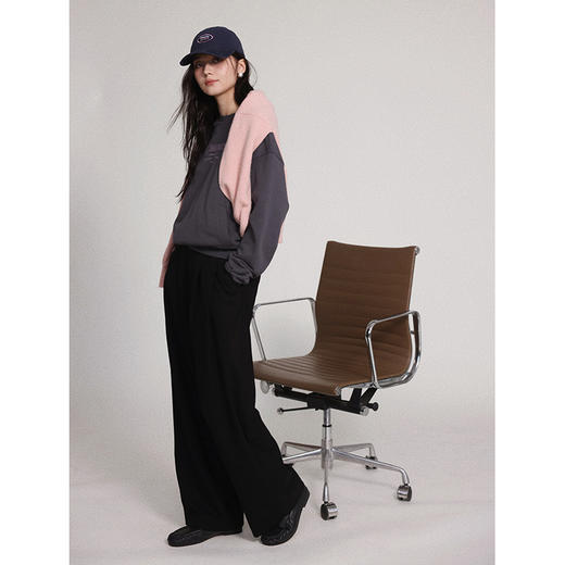 Even Vintage|人丝混纺 羊毛垂坠感经典阔腿版型宽松秋冬休闲长裤 商品图3