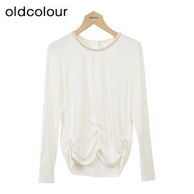 oldcolour圆领长袖T恤冬季新款纯色设计感薄款上衣女O43023309