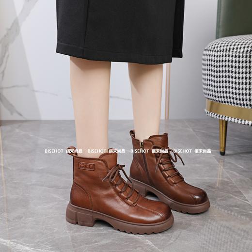 新品女士牛皮加绒软底软面女矮靴803B35517（W） 商品图8