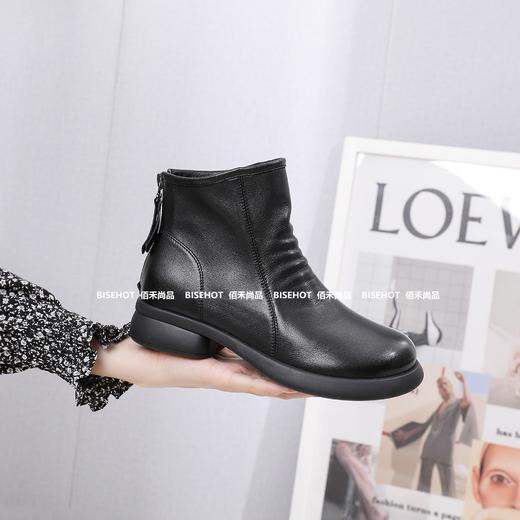 新品女士单层牛皮软底软面女矮靴803B35516（W） 商品图8