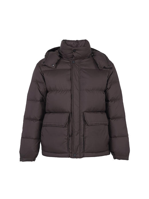 callisto咖色鸭绒连帽立领羽绒服 FSFED016T 商品图3