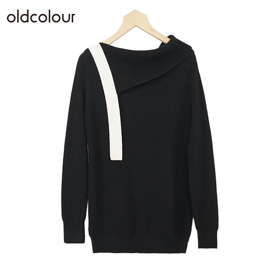 oldcolour简约气质针织衫冬季新款宽松显瘦中长款毛衣女O41052351 商品图3