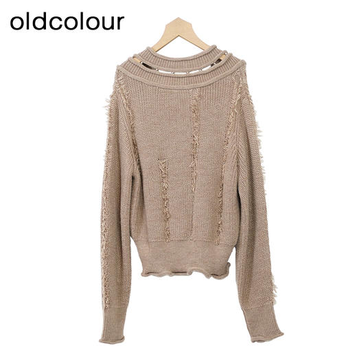 oldcolour复古气质针织衫冬季新款设计感小众V领毛衣O44052456 商品图1