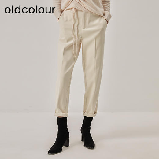oldcolour冬新款高腰显瘦休闲直筒九分毛呢西装裤女O42073212 商品图2