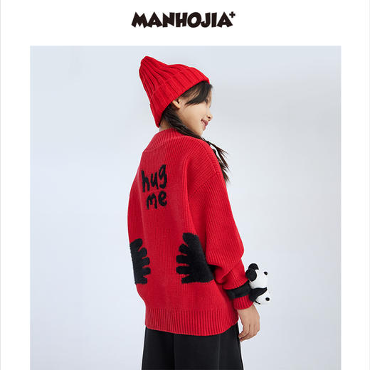 漫画家潮童装冬季卡通提花圆领套头毛衣儿童宽松弹力上衣羊毛混纺 商品图2