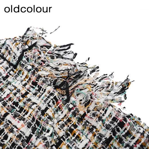 oldcolour小香风马甲背心冬季新款毛边粗花呢无领外套女O42032234 商品图4