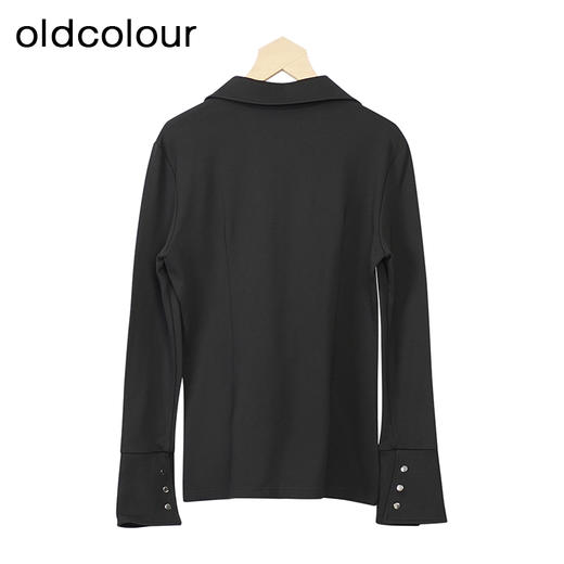 oldcolour黑色气质衬衫冬季新款设计感宽松长袖上衣女O42013233 商品图1