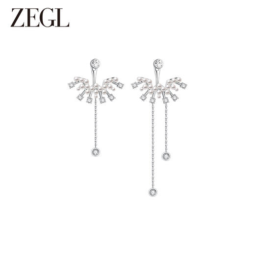 ZEGL设计师芭蕾系列人造珍珠耳环女2023新款气质流苏耳钉银针耳饰 商品图0