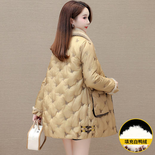 中式复古加厚保暖羽绒服，冬款长袖修身洋气妈妈装白鸭绒外套QYM-OMS-ZXB3812-L 商品图3