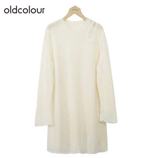 oldcolour纯色简约连衣裙冬季新款设计感中长款针织衫女O41103169 商品图1