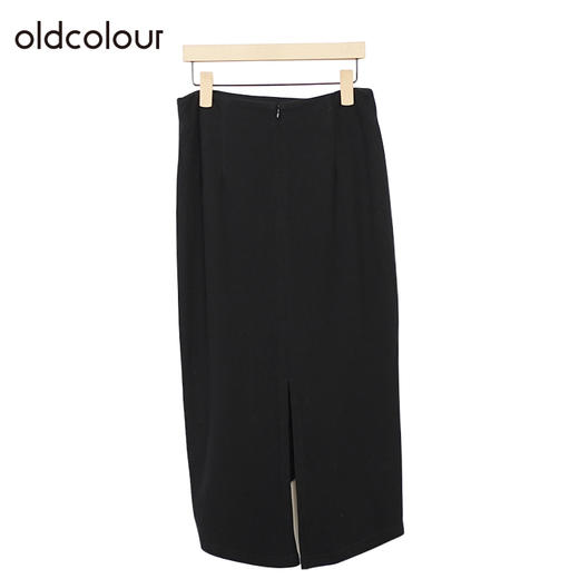 oldcolour复古气质高腰半身裙冬季新款不规则开叉中长裙O41063346 商品图3