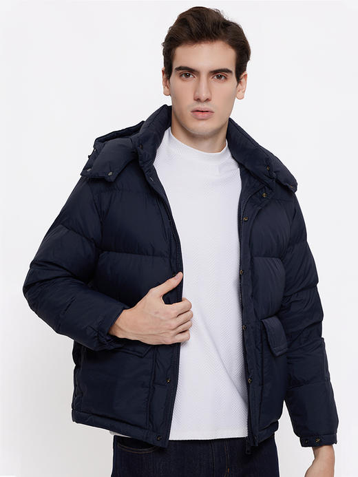 callisto藏青色鸭绒连帽立领羽绒服 FSFED016T 商品图1