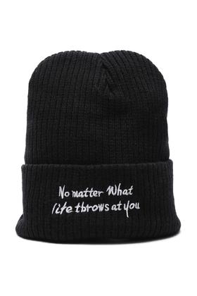 SUMMER & SAGE 	黑色字母logo针织帽 8560