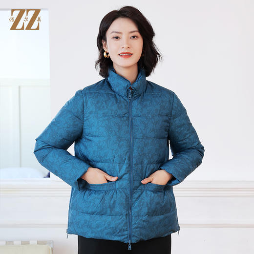 佐尔美冬季新款 气质时尚双面穿花纹图案短款羽绒服女E24YY17 商品图2