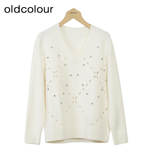 oldcolour休闲套头针织衫冬季新款设计感宽松镂空毛衣女O42052230 商品图0