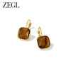 ZEGL法式几何虎眼石耳环女小众设计感高级耳钉复古美拉德棕色耳饰 商品缩略图0