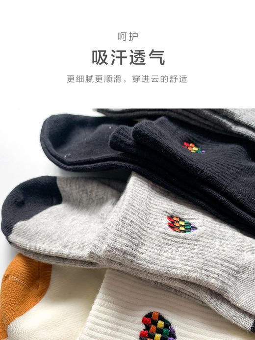 23秋冬新品男士运动棉质透气长橡筋弹力舒适刺绣短邦男袜 商品图4