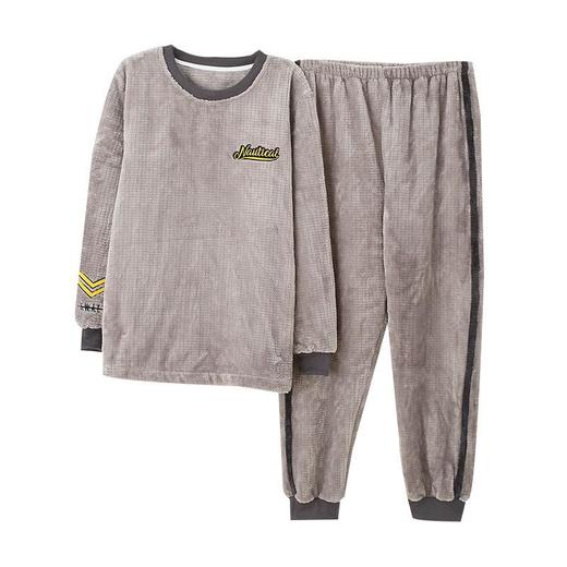 法兰绒男士睡衣冬季套装宽松大码加绒加厚保暖珊瑚绒可外穿家居服 商品图4