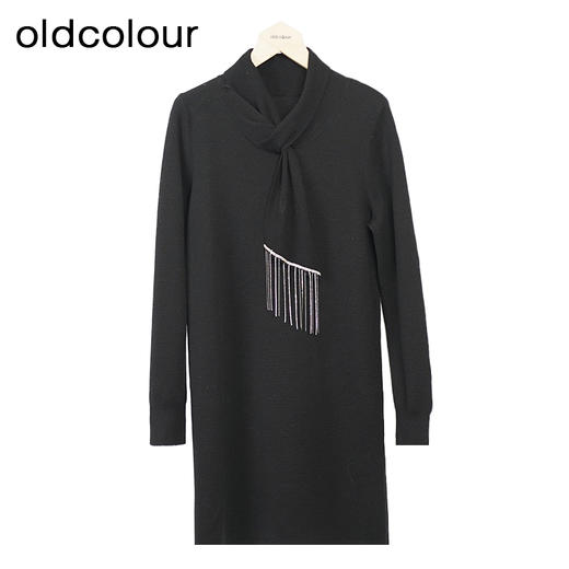 oldcolour针织连衣裙冬季新款设计感中长款打底毛衣女O44106452 商品图2