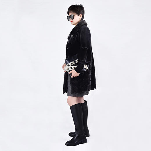 圣三利女装时尚黑色水貂毛皮草SL124D004 商品图1