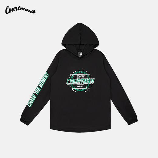 【福利大放送】COURTMAN野球帝字母印花连帽速干长袖投篮服男款 商品图1