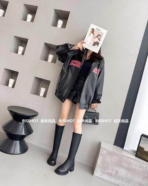 新品女士方根加绒百搭显高瘦腿高靴798B35508（W） 商品图3