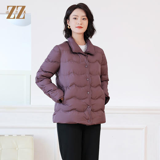 佐尔美冬季新款 简约时尚波浪纹短款羽绒服女E34YY04 商品图2