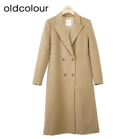 oldcolour冬季新款高级感气质显瘦长款纯羊毛毛呢外套女O44156439