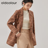 oldcolour冬季新款直筒中长款格子西装毛呢外套女O42155227 商品缩略图2