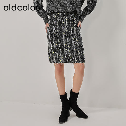 oldcolour冬季新款设计感时尚高腰显瘦遮胯短款半身裙女O44064405 商品图1