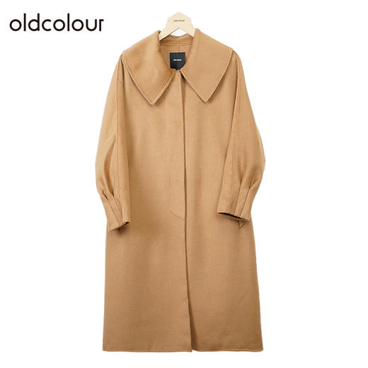 oldcolour简约双面呢大衣冬季新款娃娃领长款毛呢外套女O42156206 商品图1