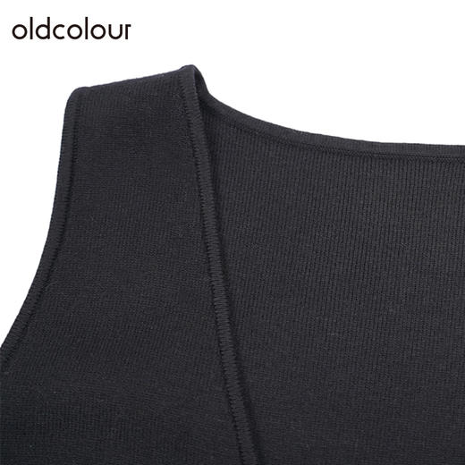 oldcolourV领休闲简约连衣裙冬季新款宽松无袖针织长裙O42106288 商品图4