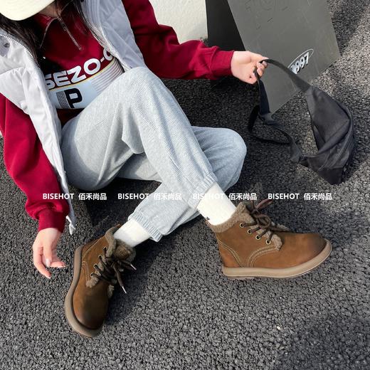 新品女士圆头美拉德系列加绒女矮靴653B35577（W） 商品图6