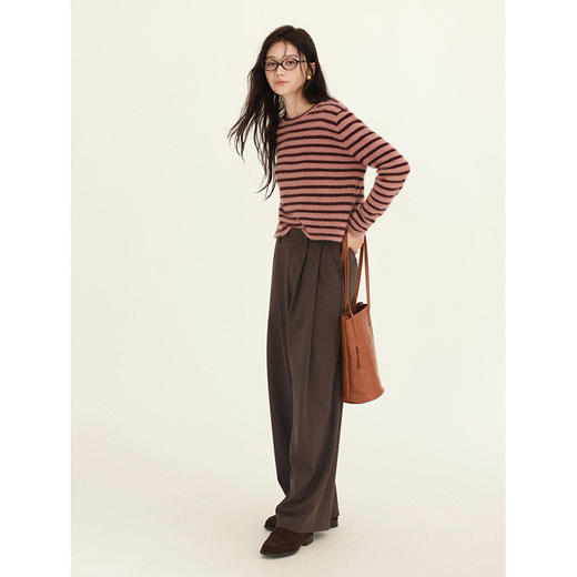 Even Vintage|人丝混纺 羊毛垂坠感经典阔腿版型宽松秋冬休闲长裤 商品图2