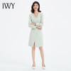 IWY/绿色西装连衣裙女秋气质干练职场职业裙装设计感V领Q13303 商品缩略图0