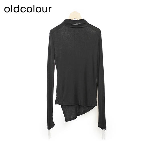 oldcolour黑色薄款T恤冬季新款宽松高领打底衫上衣女O44023415 商品图1