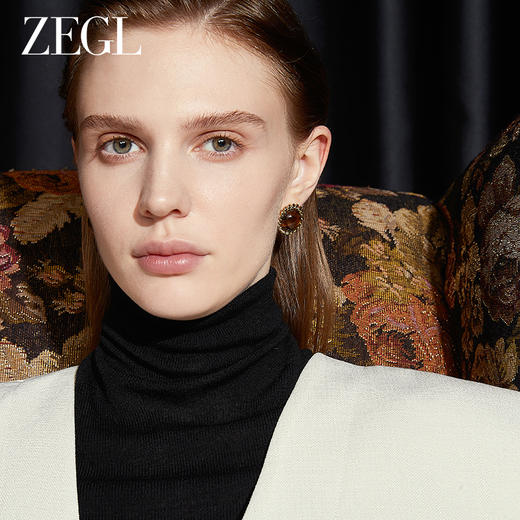 ZEGL法式复古虎眼石耳环女小众设计感高级耳钉925银针秋冬耳饰品 商品图2
