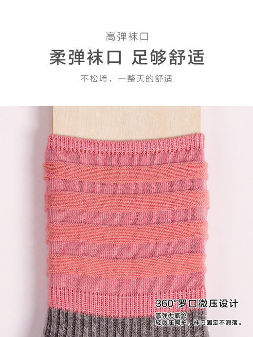 23秋冬新品女士棉撞色彩色透气双针凹凸平滑堆堆袜短邦女袜 商品图6