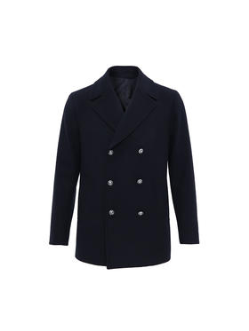 callisto日蚀蓝羊毛混纺大衣 FSFEC058C