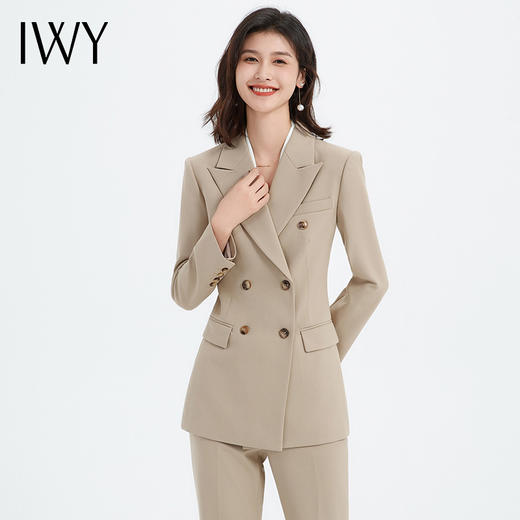 IWY/优雅卡其色西装套装女休闲宽松职场律师工作服气质面C13317+P33317 商品图3