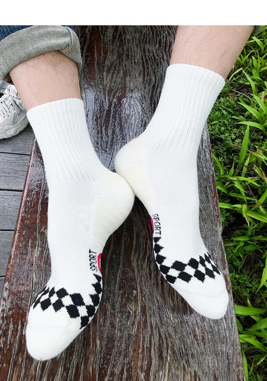 秋冬新品男士运动半毛圈保暖防滑减震舒张圈网眼透气男袜 商品图6